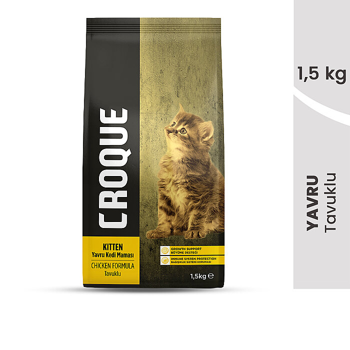 Croque Yavru Kuru Kedi Maması (Kitten) Tavuk Etli 1,5KG (30/12) - 2
