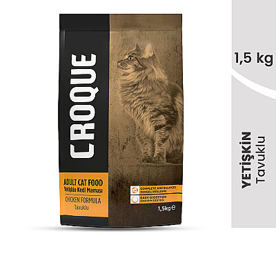 Croque Yetişkin Kuru Kedi Maması (Adult Cat) Tavuk Etli 1,5KG (27/10) (1)