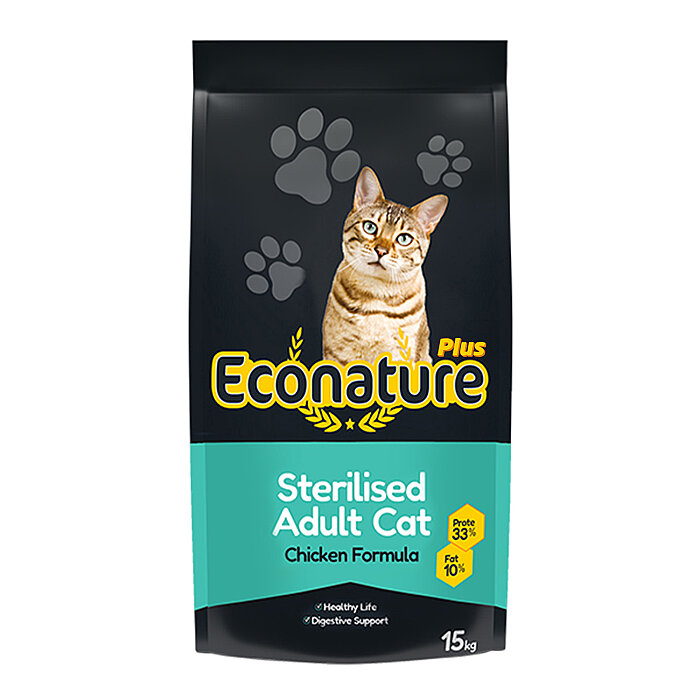 Econature Plus Kısırlaştırılmış Kuru Kedi Maması (Sterilised) Tavuk Etli - 15 Kg - 1