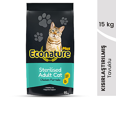 Econature Plus Kısırlaştırılmış Kuru Kedi Maması (Sterilised) Tavuk Etli - 15 Kg (1)