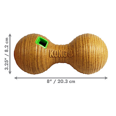 KONG Bamboo Feeder Köpekler için Dambıl Şeklinde Ödül Maması Dağıtma Oyuncağı M (1)