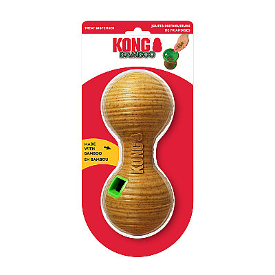 KONG Bamboo Feeder Köpekler için Dambıl Şeklinde Ödül Maması Dağıtma Oyuncağı M