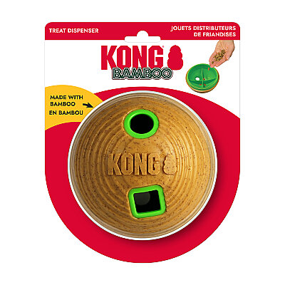 KONG Bamboo Feeder Köpekler için Top Şeklinde Ödül Maması Dağıtma Oyuncağı M