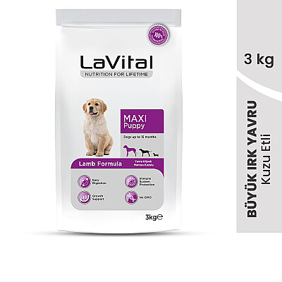 LaVital Büyük Irk Yavru Kuru Köpek Maması (Maxi Puppy) Kuzu Etli 3KG (1)