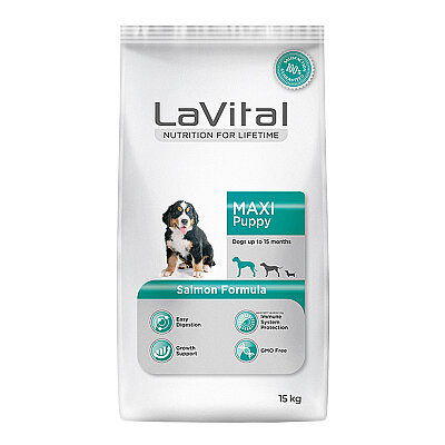 LaVital Büyük Irk Yavru Kuru Köpek Maması (Maxi Puppy) Somonlu 15 Kg