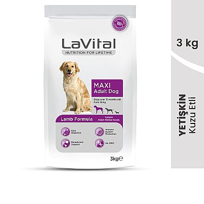 LaVital Büyük Irk Yetişkin Kuru Köpek Maması (Maxi Adult) Kuzu Etli 3KG (1)