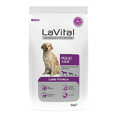 LaVital Büyük Irk Yetişkin Kuru Köpek Maması (Maxi Adult) Kuzu Etli 3KG