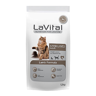 LaVital Kısırlaştırılmış Kuru Kedi Maması (Sterilised Adult) Kuzu Etli 12KG