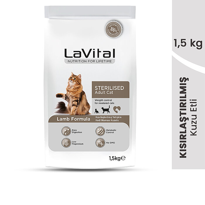 LaVital Kısırlaştırılmış Kuru Kedi Maması (Sterilised Adult) Kuzu Etli 1,5KG - 2