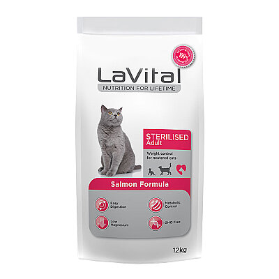 LaVital Kısırlaştırılmış Kuru Kedi Maması (Sterilised Adult) Somonlu 12KG