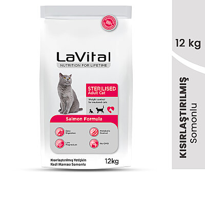 LaVital Kısırlaştırılmış Kuru Kedi Maması (Sterilised Adult) Somonlu 12KG (1)