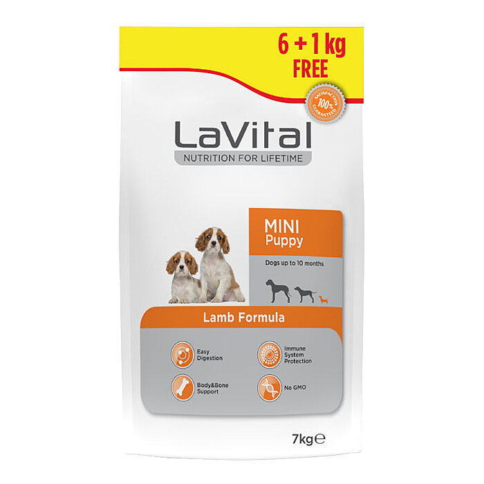 LaVital Küçük Irk Yavru Kuru Köpek Maması (Mini Puppy) Kuzu Etli 6+1 KG - 1