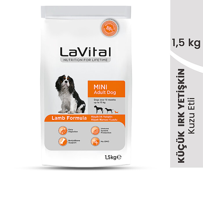 LaVital Küçük Irk Yetişkin Kuru Köpek Maması (Mini Adult) Kuzu Etli 1,5KG - 2