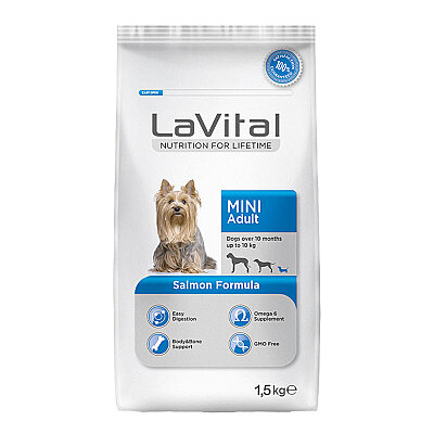 LaVital Küçük Irk Yetişkin Kuru Köpek Maması (Mini Adult) Somonlu 1,5KG