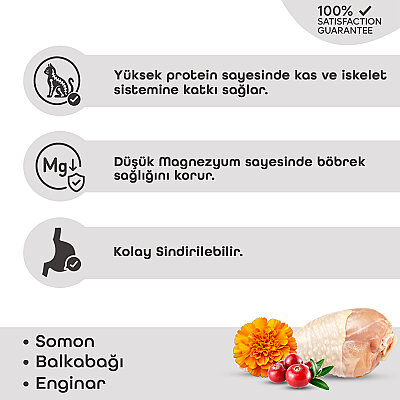 Lavital Tavuklu Kızılcık ve Kadife Çiçekli Sterilised Yetişkin Kedi Konservesi 85GR (1)