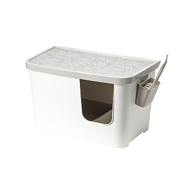 Moderna Casetta Kapalı Kedi Tuvaleti - Gri Beyaz 75.7 x 45 x 45 cm