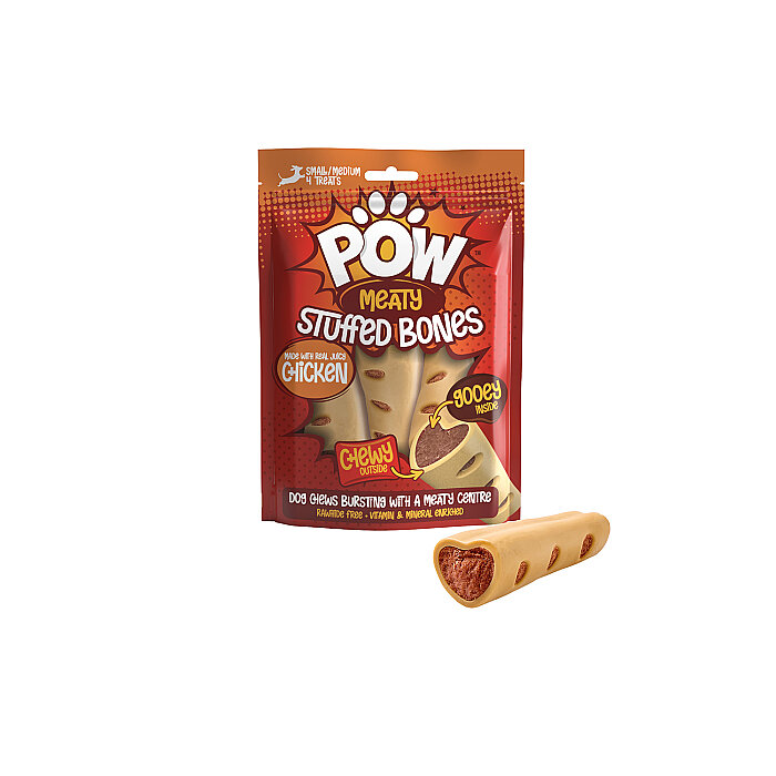 Pow Dolgulu Köpek Ödül Kemiği - Tavuk, 4 Adet/260g - 1