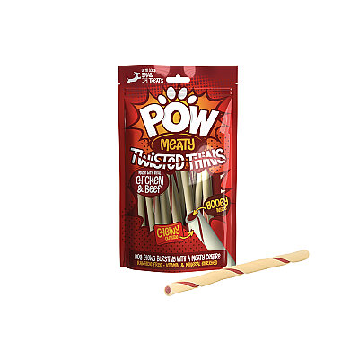 Pow Twisted Köpek Ödül Kemiği - Tavuk&Sığır, 34 Adet/200g