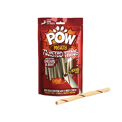 Pow Twisted Köpek Ödül Kemiği - Tavuk&Sığır, 34 Adet/200g