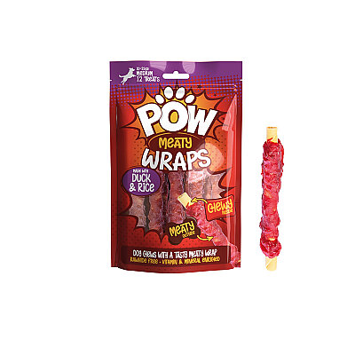 Pow Wraps Köpek Ödül Kemiği - Ördek, 12 Adet/144g