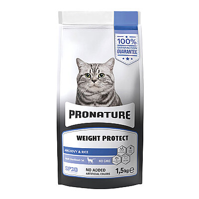 Pronature Kısırlaştırılmış Yetişkin Kuru Kedi Maması (Weight Protect) - Hamsili ve Pirinçli - 1,5KG