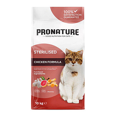 Pronature Kısırlaştırılmış Yetişkin Kuru Kedi Maması (Weight Protect) - Tavuk Etli ve Pirinçli - 10KG