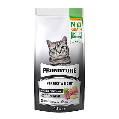 Pronature Tahılsız Kısırlaştırılmış Yetişkin Kuru Kedi Maması (Perfect Weight) - Kuzu Etli ve Enginarlı - 1,5KG