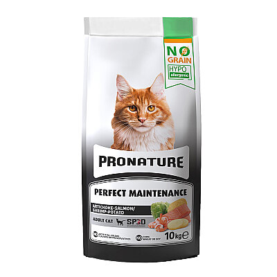 Pronature Tahılsız Yetişkin Kuru Kedi Maması (Perfect Maintenance) - Somonlu ve Enginarlı – 10KG