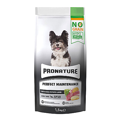 Pronature Tahılsız Yetişkin Kuru Köpek Maması (Perfect Maintenance) - Kuzu Etli Patatesli ve Enginarlı - 1,5KG