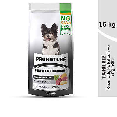Pronature Tahılsız Yetişkin Kuru Köpek Maması (Perfect Maintenance) - Kuzu Etli Patatesli ve Enginarlı - 1,5KG (1)