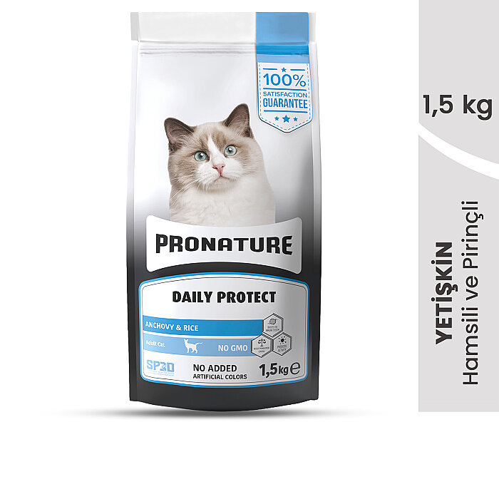 Pronature Yetişkin Kuru Kedi Maması (Daily Protect) - Hamsili ve Pirinçli - 1,5KG - 2
