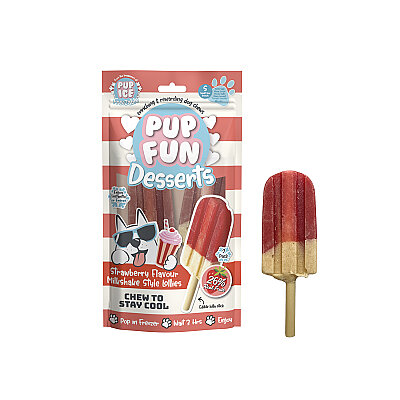 Pup Ice Milkshake Dondurulabilir Köpek Ödülü - Çilek, 2 Adet/60g