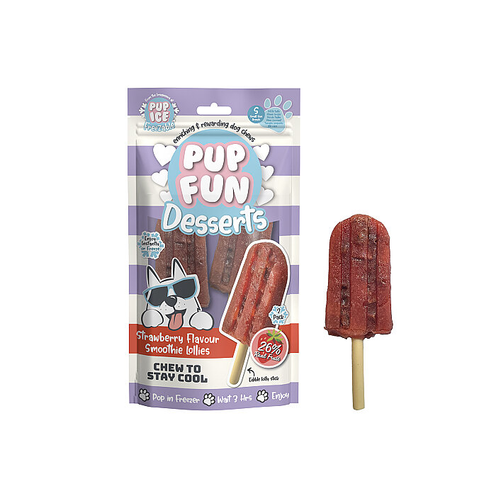 Pup Ice Smoothie Dondurulabilir Köpek Ödülü - Çilek, 2 Adet/60g - 1