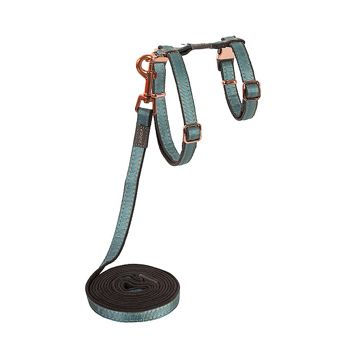 Rogz Catz Urbancat Harness+Leash Kedi Göğüs Tasması ve Gezdirme Kayışı - Turkuaz - 1