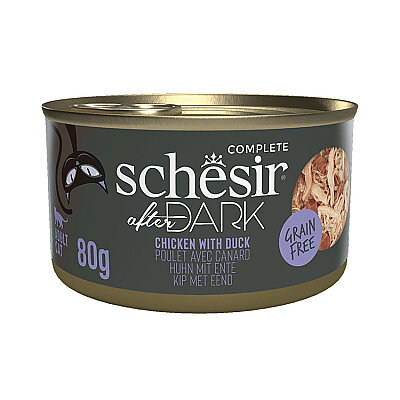 Schesir After Dark Tavuk ile Ördek Et Suyunda Yetişkin Kedi Konservesi 80g