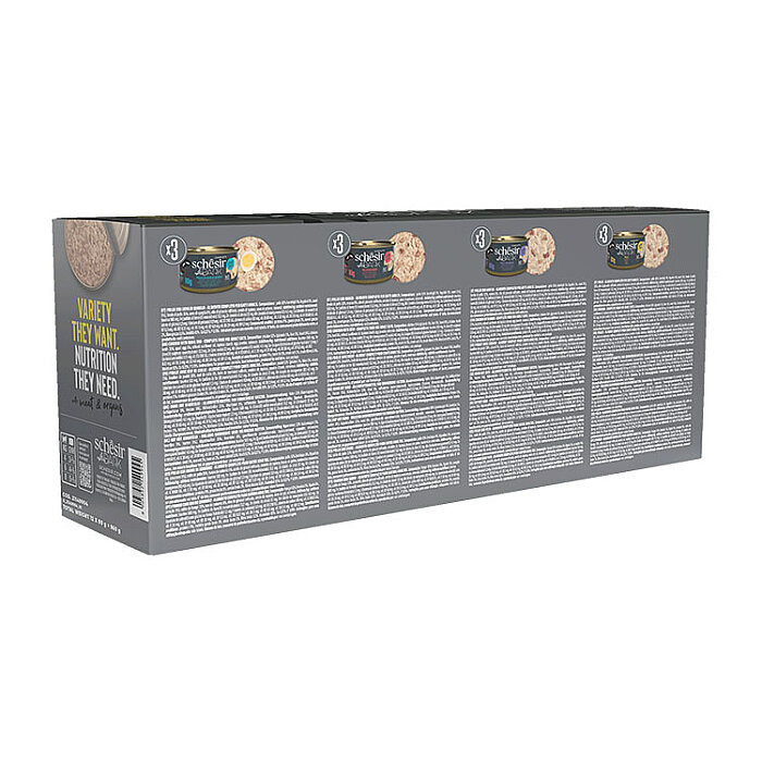Schesir After Dark Tavuk & Bıldırcın Yumurtası & Sığır & Ördek Et Suyunda Paté Yetişkin Kedi Konservesi Çeşit Paketi 12 x 80 g - 2