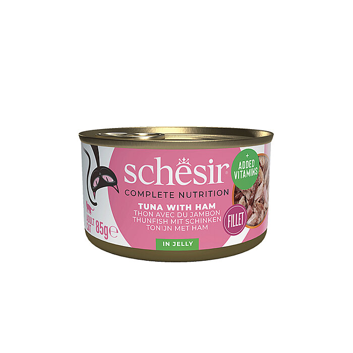 Schesir Jelly Ton Balığı ve Jambon Jöle İçinde Yetişkin Kedi Konservesi 85g - 1