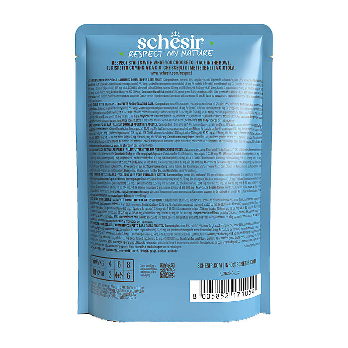 Schesir Jelly Ton Balıklı ve Levrekli Jöle İçinde Yetişkin Kedi Pouch 85g - 2