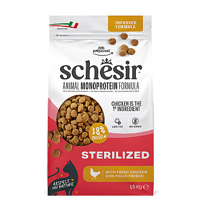 Schesir Monoprotein Tavuklu Kısırlaştırılmış Yetişkin Kedi Maması 1,5 kg