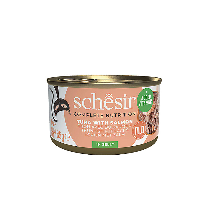 Schesir Tam ve Dengeli Ton Balığı ile Somonlu Jöle İçinde Kedi Konservesi 85g - 1