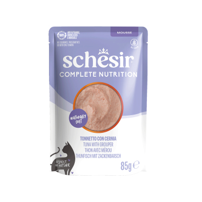 Schesir Tam ve Dengeli Ton Balıklı ve Orfoz Balıklı Mus Kedi Pouch 85 g