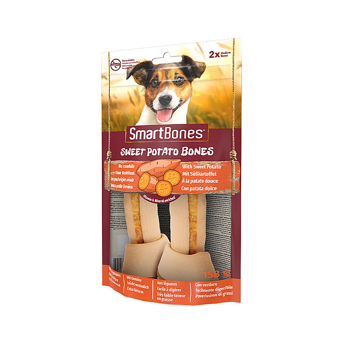 SmartBones Köpek Ödül Kemiği Tatlı Patatesli Medium (2li) 158g - 1